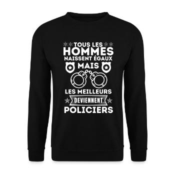 Les vrais hommes deviennent policiers 1 - Sweat-shirt Unisexe - noir - Devant - Alina (178cm) & Michal (187cm)