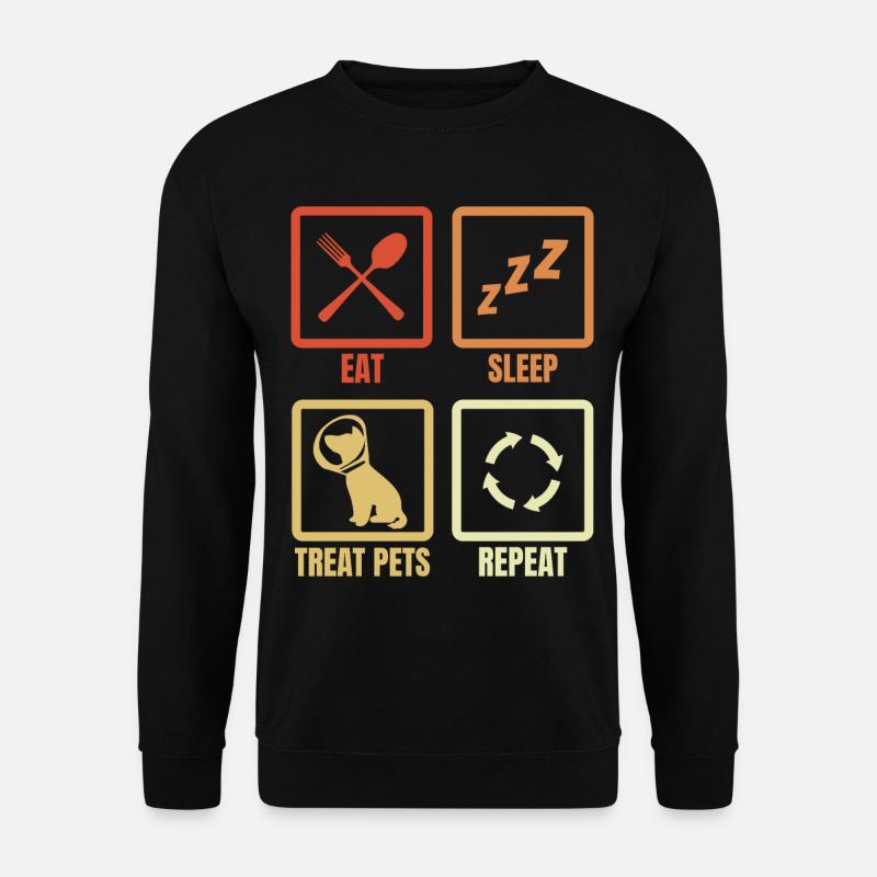 Essen Schlafen Tiere behandeln - Unisex Pullover - Schwarz