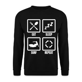 Manger, dormir, surfer, répéter - Sweat-shirt Unisexe - noir - Devant - Alina (178cm) & Michal (187cm)