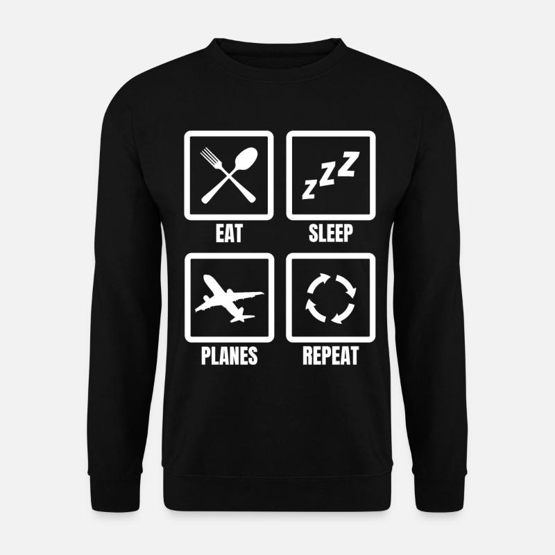 Eat Sleep Planes Repeat - Unisex Pullover - Schwarz
