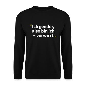 Gender-Reflexion – Zwischen Witz und Weisheit - Unisex Pullover - Schwarz - Vorne - Alina (178cm) & Michal (187cm)