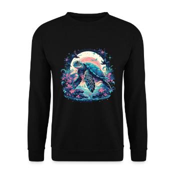 Himmlische Meeresschildkröte – Aquatische - Unisex Pullover - Schwarz - Vorne - Alina (178cm) & Michal (187cm)
