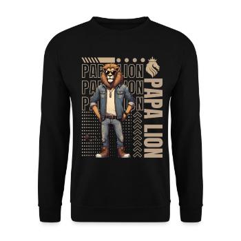 Papa lion - Sweat-shirt Unisexe - noir - Devant - Alina (178cm) & Michal (187cm)