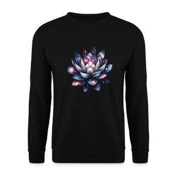 Celestial Bloom Galactic Lotus Unfolding - Unisex Pullover - Schwarz - Vorne - Alina (178cm) & Michal (187cm)