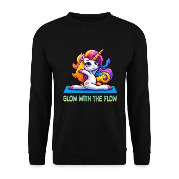 Glow With The Flow Unicorn Yoga - Unisex Pullover - Schwarz - Vorne - Alina (178cm) & Michal (187cm)