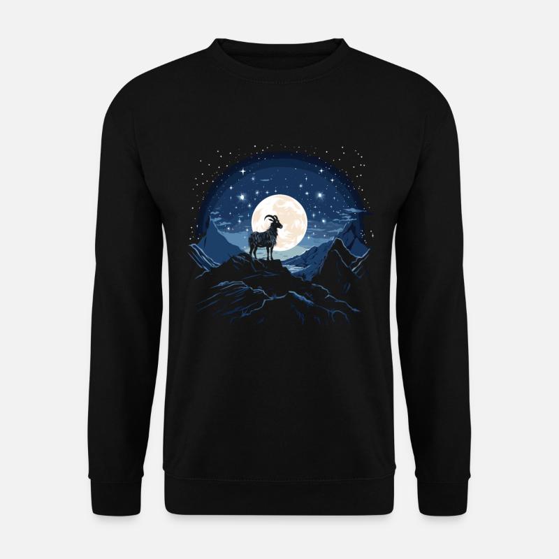 Starry Night Goat Silhouette Constellation Design - Unisex Pullover - Schwarz