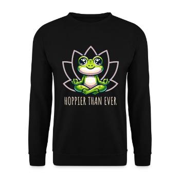 Hoppier Than Ever Frog Yoga - Unisex Sweatshirt - black - Front - Alina (178cm) & Michal (187cm)