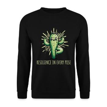 Resilience in Every Pose - Cactus Yoga - Unisex Pullover - Schwarz - Vorne - Alina (178cm) & Michal (187cm)