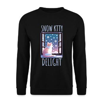 Snow Kitty Delight Cat - Unisex Pullover - Schwarz - Vorne - Alina (178cm) & Michal (187cm)