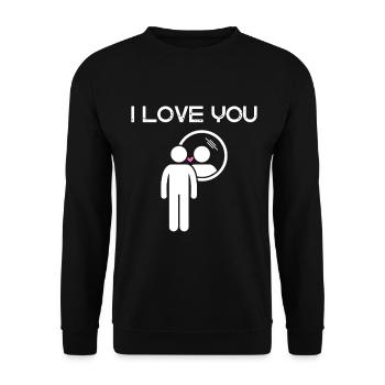 Ich liebe dich - I Love you - Unisex Pullover - Schwarz - Vorne - Alina (178cm) & Michal (187cm)