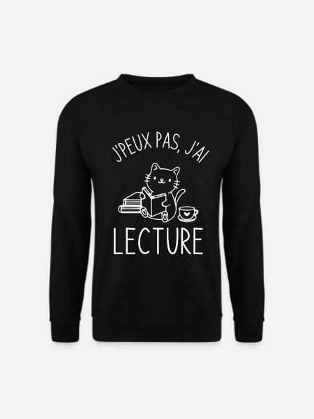 Lecture café chat mignon - Sweat-shirt Unisexe - noir