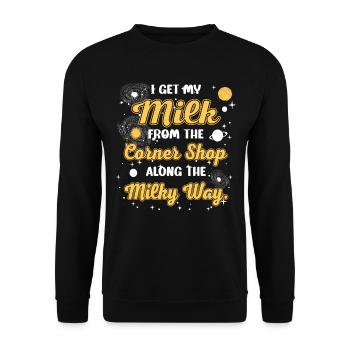 Mon lait du magasin du coin le long de la Voie lactée. - Sweat-shirt Unisexe - noir - Devant - Alina (178cm) & Michal (187cm)