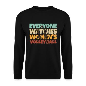 Jeder Schaut Sich Frauen-volleyball-sport An - Unisex Pullover - Schwarz - Vorne - Alina (178cm) & Michal (187cm)