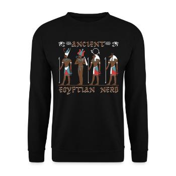 Altägyptischer Nerd - Unisex Pullover - Schwarz - Vorne - Alina (178cm) & Michal (187cm)