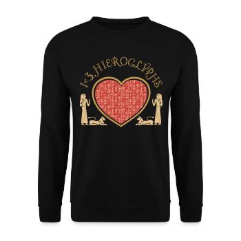 Ich <3 Hieroglyphen - Unisex Pullover - Schwarz - Vorne - Alina (178cm) & Michal (187cm)