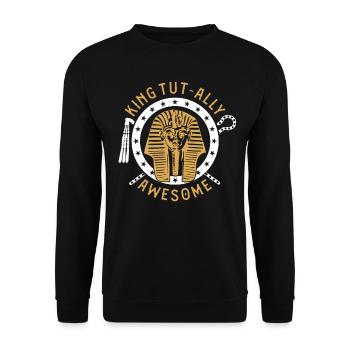 König Tut-ally genial - Unisex Pullover - Schwarz - Vorne - Alina (178cm) & Michal (187cm)