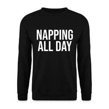 Take a nap all day - Unisex Sweatshirt - black - Front - Alina (178cm) & Michal (187cm)