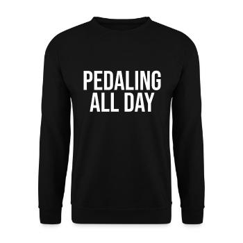 Den Ganzen Tag In Die Pedale Treten - Unisex Pullover - Schwarz - Vorne - Alina (178cm) & Michal (187cm)