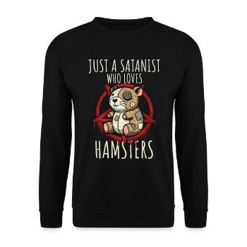 Just A Satanist Who Loves Hamsters Heavy Metal Fun - Unisex Sweatshirt - black - Front - Alina (178cm) & Michal (187cm)