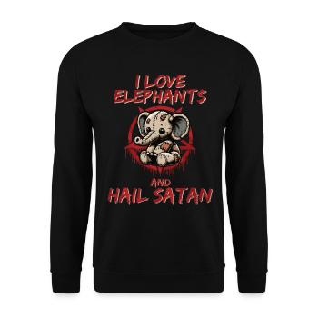 I Love Elephants And Hail Satan Heavy Metal - Unisex Sweatshirt - black - Front - Alina (178cm) & Michal (187cm)