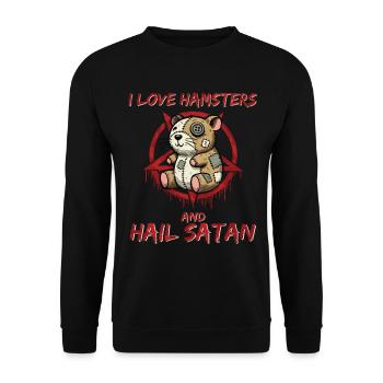 I Love Hamsters And Hail Satan Gothic Heavy Metal - Unisex Sweatshirt - black - Front - Alina (178cm) & Michal (187cm)