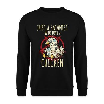 Just a Satanist who has the heavy metal fun of - Unisex Sweatshirt - black - Front - Alina (178cm) & Michal (187cm)
