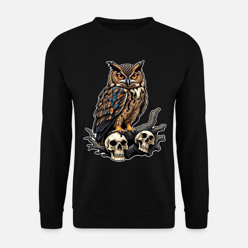 Eule sitzt auf Skulls - Unisex Pullover - Schwarz