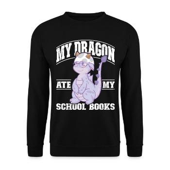 my dragon ate my school books - Unisex Sweatshirt - black - Front - Alina (178cm) & Michal (187cm)