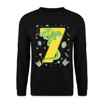 7th Birthday - Unisex Sweatshirt - black - Front - Alina (178cm) & Michal (187cm)