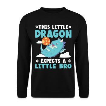 Dieser kleine Drache erwartet einen kleinen Bruder - Unisex Pullover - Schwarz - Vorne - Alina (178cm) & Michal (187cm)
