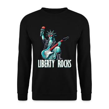 Liberty Rocks Patriotic Music Design - Unisex Sweatshirt - black - Front - Alina (178cm) & Michal (187cm)