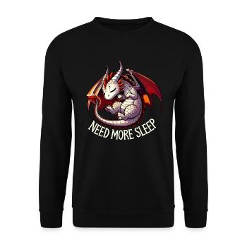 Need more sleep, funny dragon design - Unisex Sweatshirt - black - Front - Alina (178cm) & Michal (187cm)