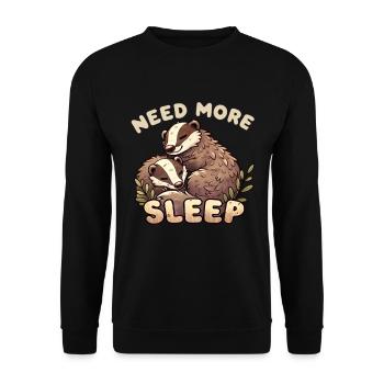 Need more sleep, funny badger, - Unisex Sweatshirt - black - Front - Alina (178cm) & Michal (187cm)