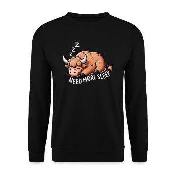 Brauchen Sie Mehr Schlaf, Lustige Hochlandkuh, - Unisex Pullover - Schwarz - Vorne - Alina (178cm) & Michal (187cm)