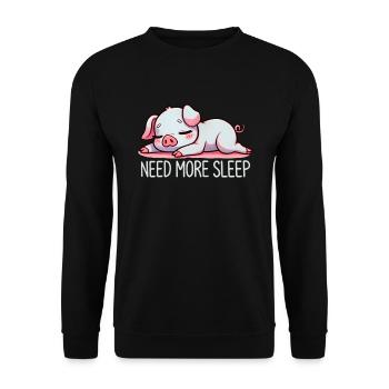 Need More Sleep Funny Pig Farm - Unisex Sweatshirt - black - Front - Alina (178cm) & Michal (187cm)