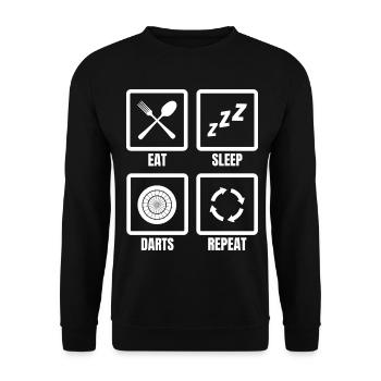 Eat Sleep Darts Repeat - Unisex Sweatshirt - black - Front - Alina (178cm) & Michal (187cm)