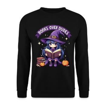 Humor Girl Loves to Read Halloween Woman - Unisex Sweatshirt - black - Front - Alina (178cm) & Michal (187cm)