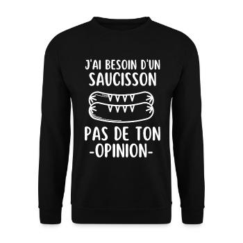 Humour saucisson - Sweat-shirt Unisexe - noir - Devant - Alina (178cm) & Michal (187cm)