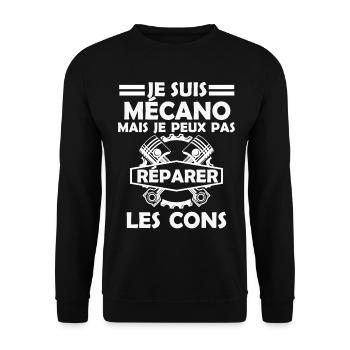 mécanicien mais je ne peux pas réparer les cons 2 - Sweat-shirt Unisexe - noir - Devant - Alina (178cm) & Michal (187cm)