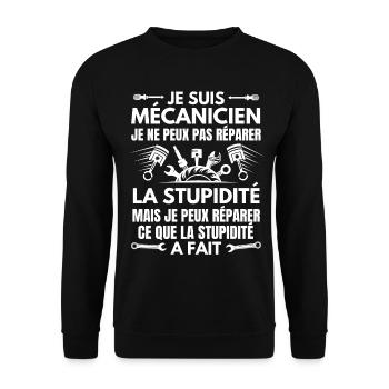 Humour mécanicien réparer - Sweat-shirt Unisexe - noir - Devant - Alina (178cm) & Michal (187cm)