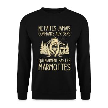 pas confiance gens qui n aiment pas les marmottes - Sweat-shirt Unisexe - noir - Devant - Alina (178cm) & Michal (187cm)