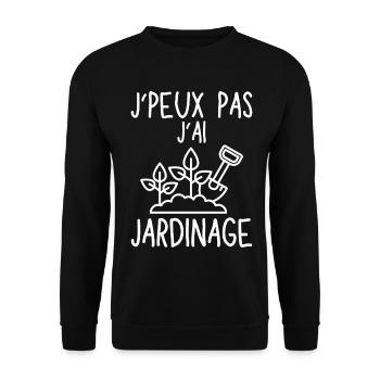 Je peux pas j ai jardinage jardinière jardinier 2 - Sweat-shirt Unisexe - noir - Devant - Alina (178cm) & Michal (187cm)