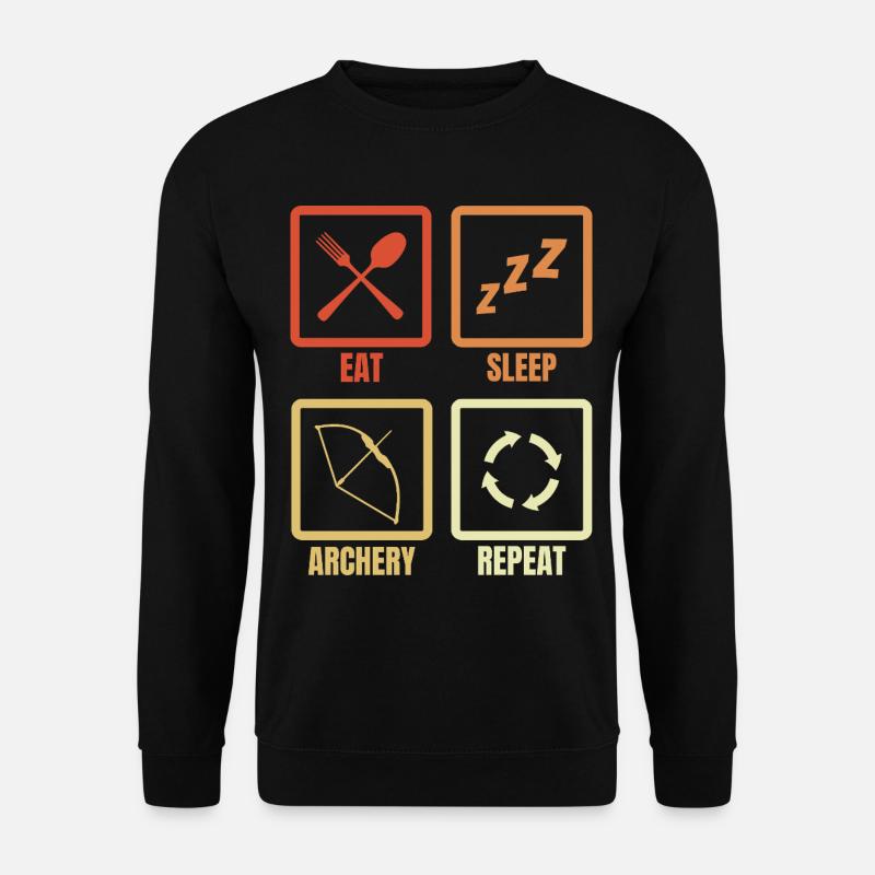 Essen Schlafen Bogenschießen Wiederholen - Unisex Pullover - Schwarz