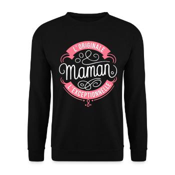 Maman l'Originale l'Exceptionnelle - Sweat-shirt Unisexe - noir - Devant - Alina (178cm) & Michal (187cm)