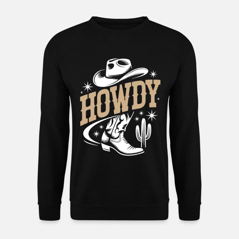 Howdy - Western Cowboy mit Hut und Kaktus - Unisex Pullover - Schwarz