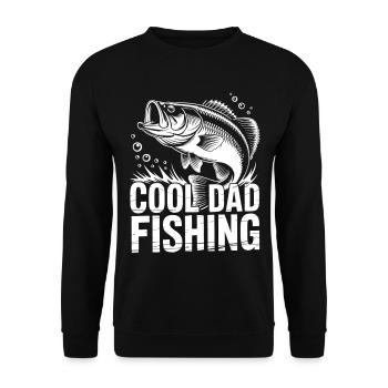 Cool Dad Fishing Angel Fishtank Design - Unisex Pullover - Schwarz - Vorne - Alina (178cm) & Michal (187cm)
