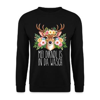 Mei Dirndl is in da Wäsch - Unisex Sweatshirt - black - Front - Alina (178cm) & Michal (187cm)