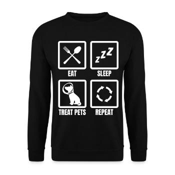 Manger Dormir Traiter les animaux de compagnie Répéter - Sweat-shirt Unisexe - noir - Devant - Alina (178cm) & Michal (187cm)
