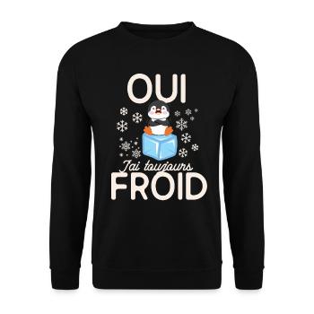 Gefrorener Pinguin immer kalt - Unisex Pullover - Schwarz - Vorne - Alina (178cm) & Michal (187cm)
