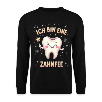 Tooth Fairy Costume Tooth Wand Dentist Gift - Unisex Sweatshirt - black - Front - Alina (178cm) & Michal (187cm)